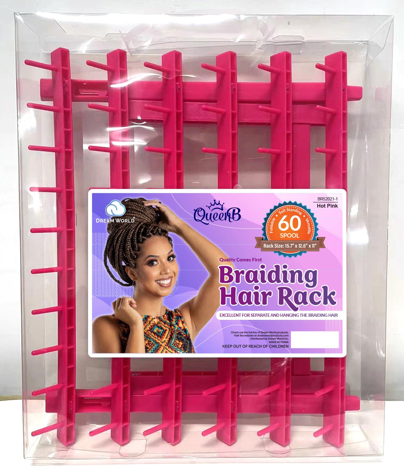Dream World 60 Spool Braiding Hair Rack Hot Pink
