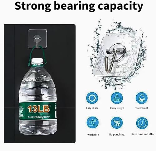 Miniatura 2 de Paquete de 10 ganchos grandes para colgar, ganchos autoadhesivos para colgar de alta resistencia de 13 libras (máximo), impermeables y a prueba