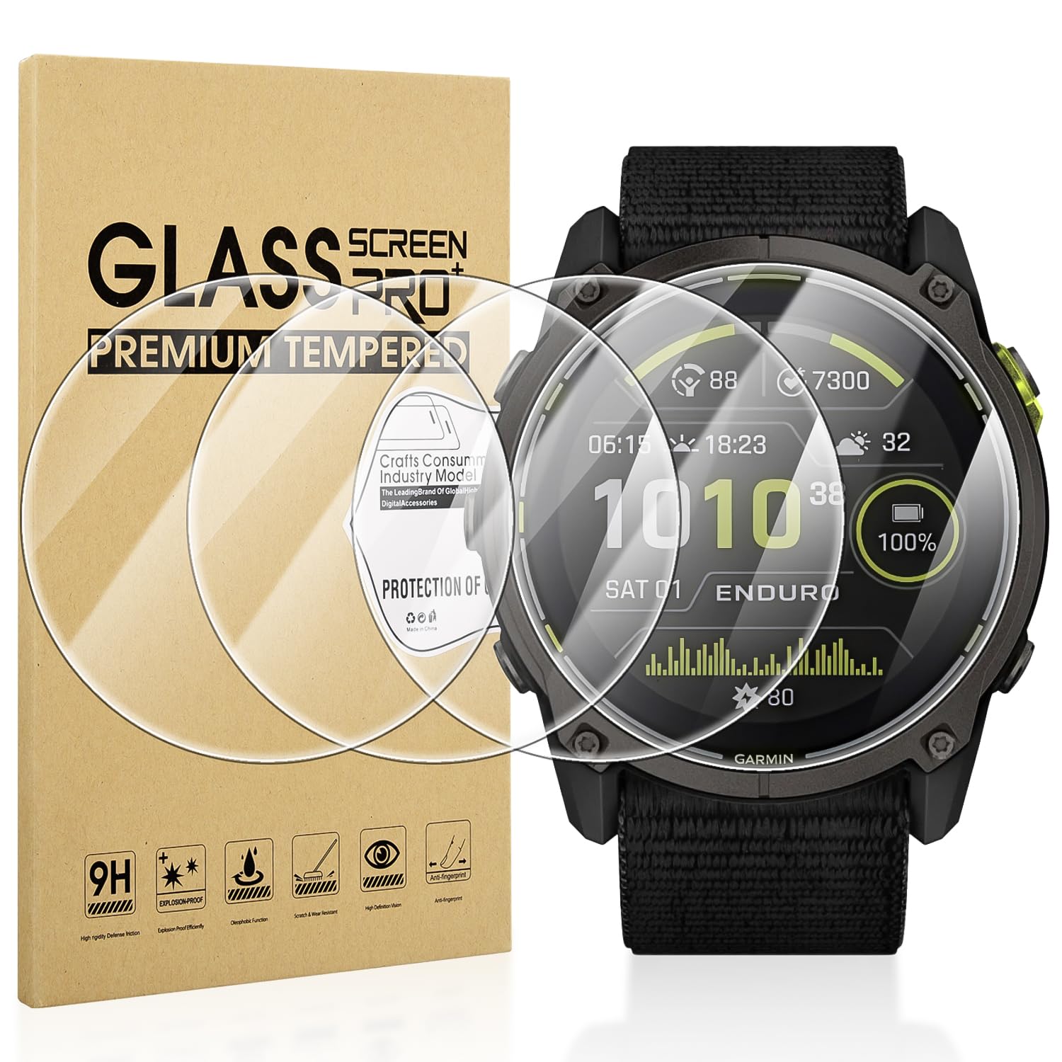 Diruite Pack of 4 Screen Protectors for Garmin Enduro 3 Tempered Glass Screen Protector, HD Anti-Scratch Bubble Free Protection