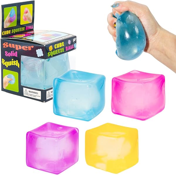 Nee Doh Nice Cube Squishy Fidget Toys Stress Ball Nice Ice Cube Toy Slow Rising Stress Relief Nee Doh Squishy Sensory Fidget Squeeze Toys Soft Anxiety Balls Party Favors Gift for Adult Kid (01-Blue) - 5