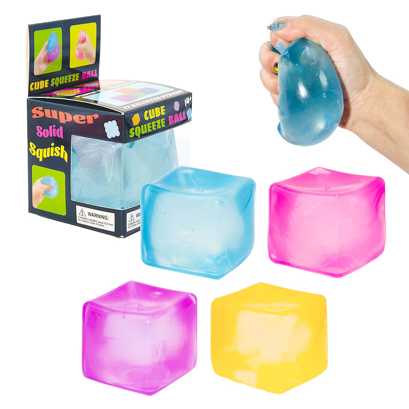 Nee doh Nice Cube Squishy Stress Ball - Doh Ice Cube Fidget Stress Ball,Ice Squishy Stress Moldable Slow Rise Relaxing Sensory Fidget Stress, Squeeze Dough Ball for Anxiety Relief (1#Blue) - 5