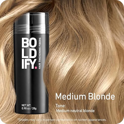 Miniatura 2 de BOLDIFY - Fibras de pelo para el cabello fino (rubio medio), naturales e indetectables, botella gigante de 1 onza oculta la pérdida de cabello en 15