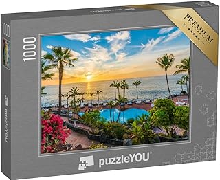 puzzleYOU: Jigsaw Puzzle 1000 Piece "Sunset on the Coast of Adeje, Tenerife, Spain" - from the Puzzle Collection Spain, Atlantic, Island & Sea