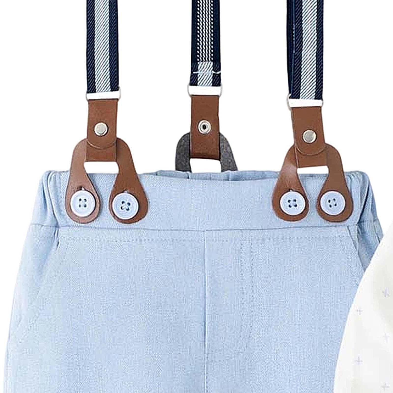 Generico Little Gentleman formale per neonati maschi, abiti da travestimento con cappello e bretelle per feste di compleanno e battesimo outfit
