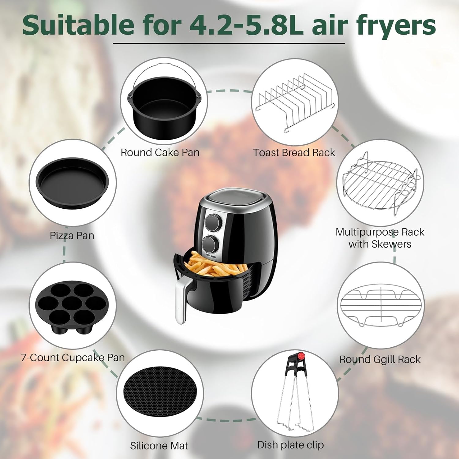 جيجو 13 قطعة من ملحقات المقلاة الهوائية 8 انش، ملحقات مقلاة هو... - view 7