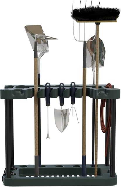 Gardening Tools Organizer - Rolling Utility Cart with Wheels Holds 40 Yard Tools - Garage Organization and Storage Home Essentials by Stalwart