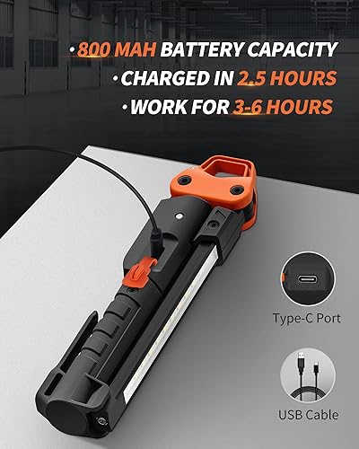 Miniatura 4 de Anylight Luz de Trabajo Recargable, 400LM Luces de Trabajo para Mecánicos, Linterna Magnética con Rotación de 230 y Gancho, Luces de Trabajo LED