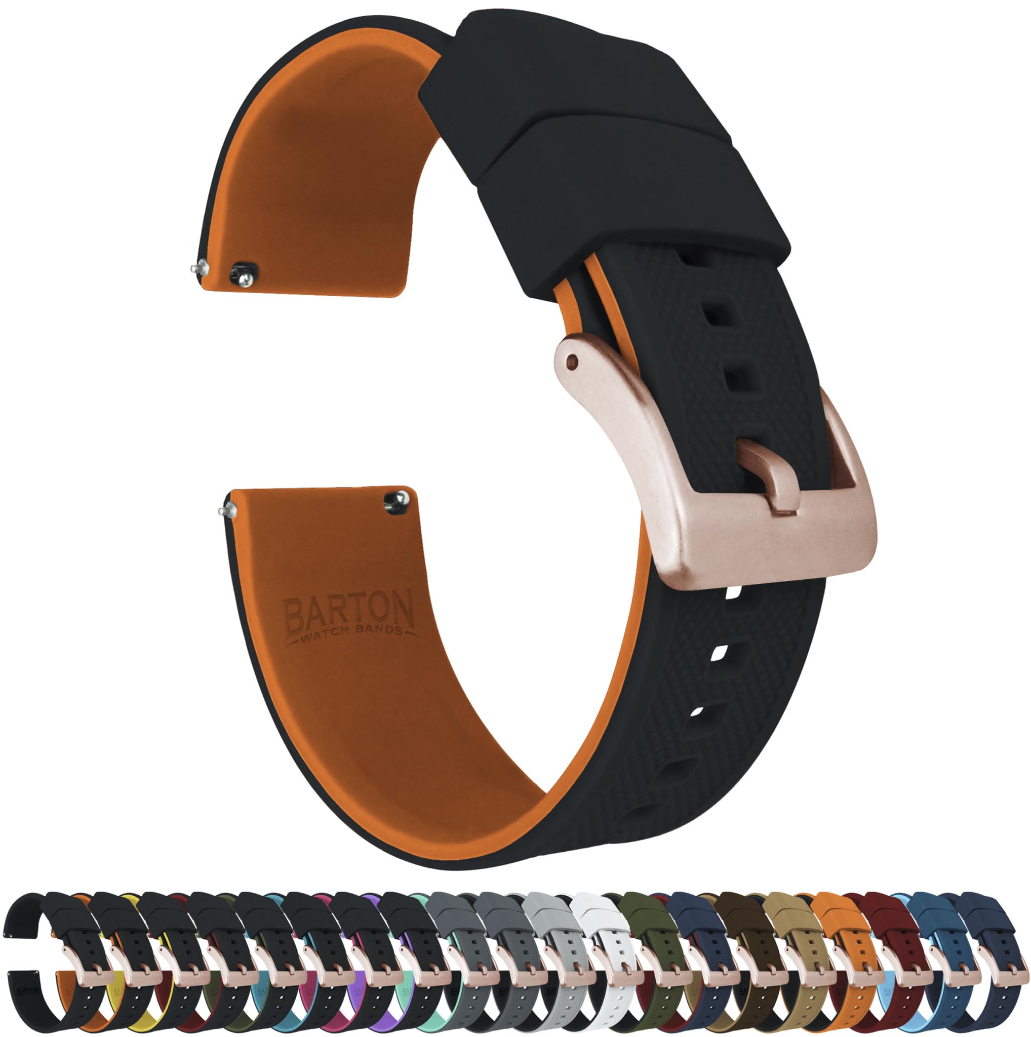 BARTON Elite Silicone Watch Bands - Gold Buckle Quick Release