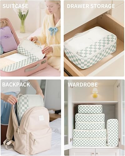 Vista 5 de Narwey Juego de 7 cubos de equipaje para viaje, equipaje de mano, bolsas organizadoras de equipaje para niños, mujeres y hombres, bolsa organizadora