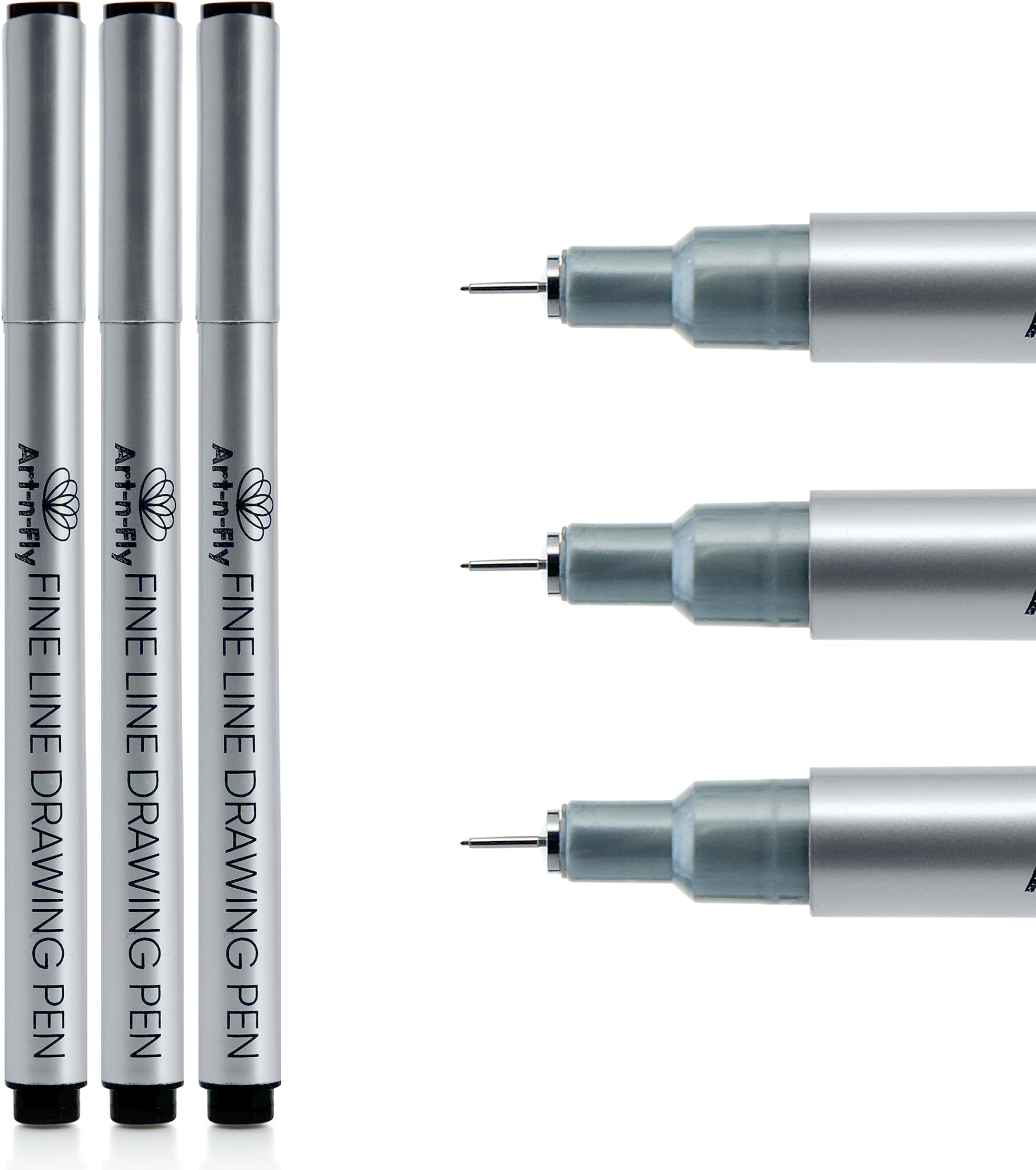 ArtnFly Ultra Fine Liners Tip 003 Black Inking Pens 3 Pack with