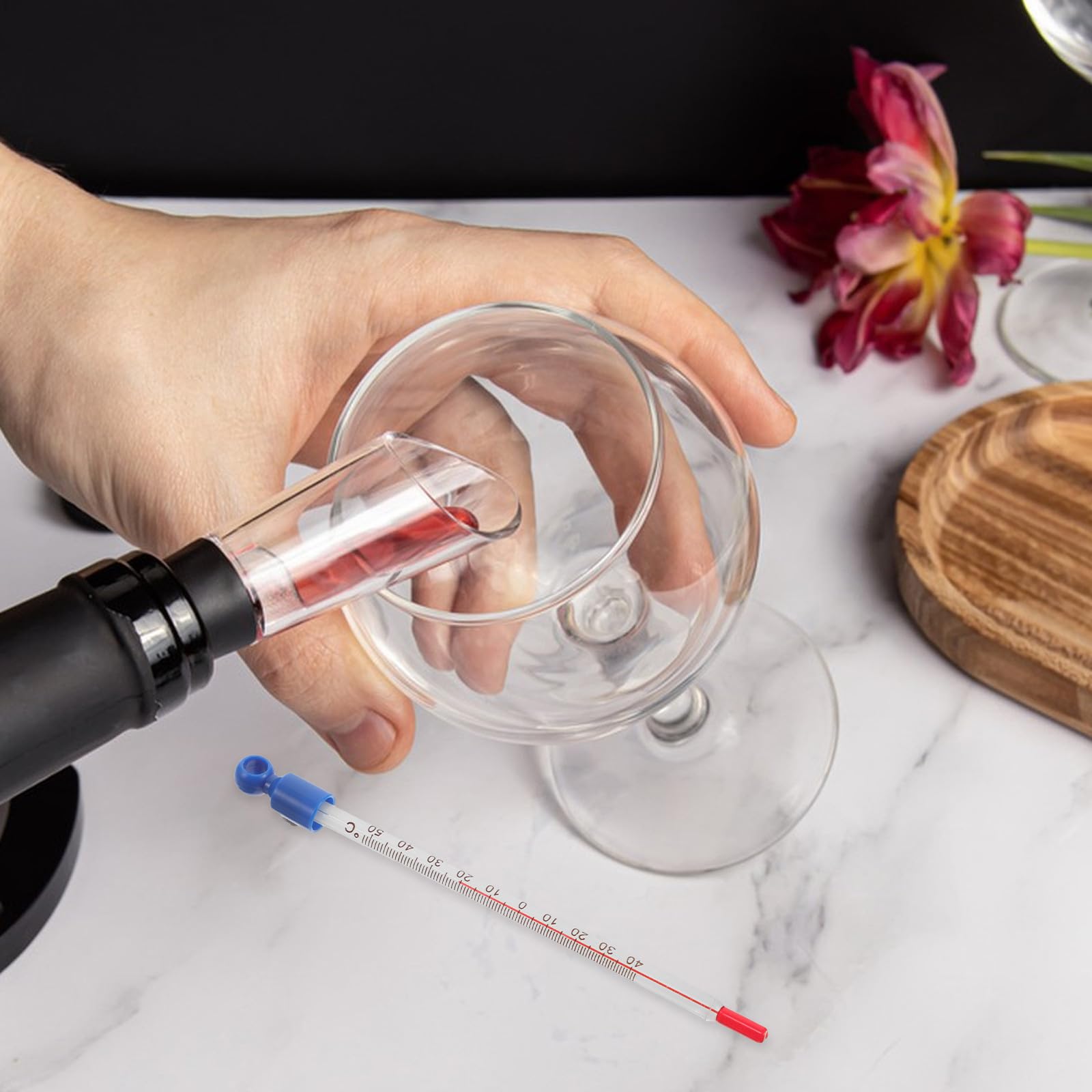 VALICLUD Glas Weintemperaturanzeiger für Küche mit Präziser Temperaturmessung und Leicht Ablesbarem Display Geeignet für Wein und Flüssigkeiten im Haushalt