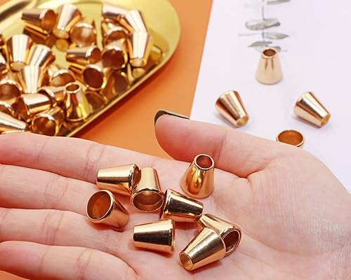 Miniatura 3 de 50 piezas de cuerda de aleación de metal con forma de campana de cuerda de bloqueo de cuerda de bloqueo de cuerda de un solo agujero para cordón