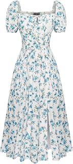 Cottagecore Dress for Women Split Long Dress Milkmaid Corset Dresses