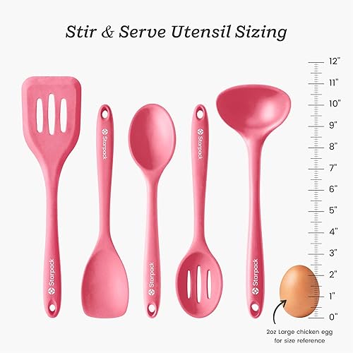 Miniatura 4 de Starpack Juego de utensilios de cocina de silicona 'Revuelve y sirve' (5 piezas) - 26.7 cm - Juego de utensilios de cocina resistente al calor hasta