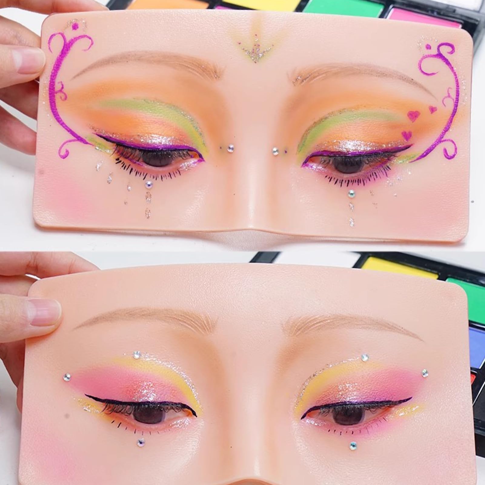 Mannequin pour Le Maquillage des Yeux,Modèle Réaliste Réutilisable pour Le Maquillage,Visage de Mannequin en Silicone pour - pour Extensions de Cils, Fard à Paupières, Sourcils et Cils