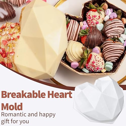 Miniatura 5 de Juego de moldes de silicona para chocolate, molde grande de corazón rompible, molde de bomba de cacao caliente de 2.6 pulgadas, moldes redondos Oreo