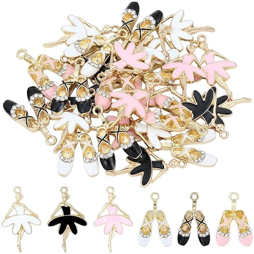SUNNYCLUE 1 Box 30Pcs 6 Styles Ballet Dancer Charms Ballet