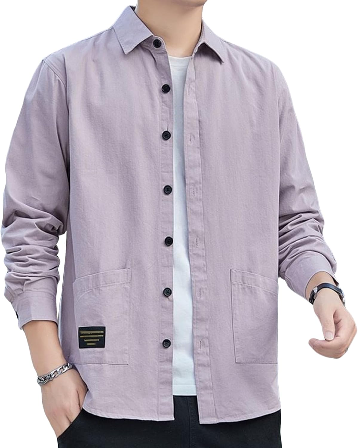 Maiyifu-GJ Men's Long Sleeve Denim Shirts Cotton Lightweight Casual Button-Down Shirt Spring Fall Trucker Jean Jacket