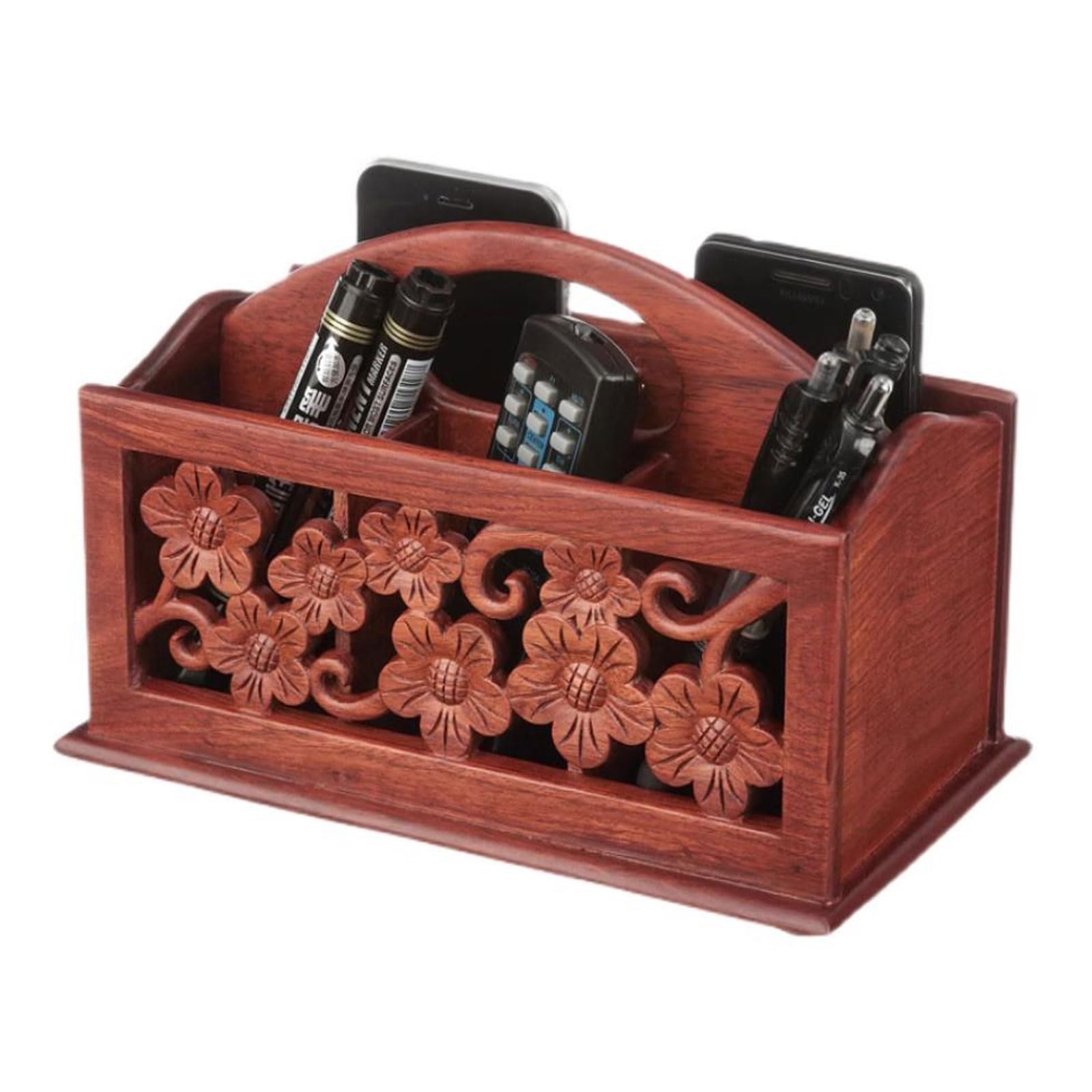 Porta Telecomandi Cestino portaoggetti for telecomando in legno, organizer for scrivania da casa e ufficio for forniture for ufficio, pennelli for trucco, controller TV multimediali, telecomando for c