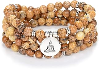 سلسلة زن بودا المصممة بـ 108 حجر من خرز المالا والمزودة بدلاية اليوجا للتامل وجلب الحظ من اوسيمالا, حجر