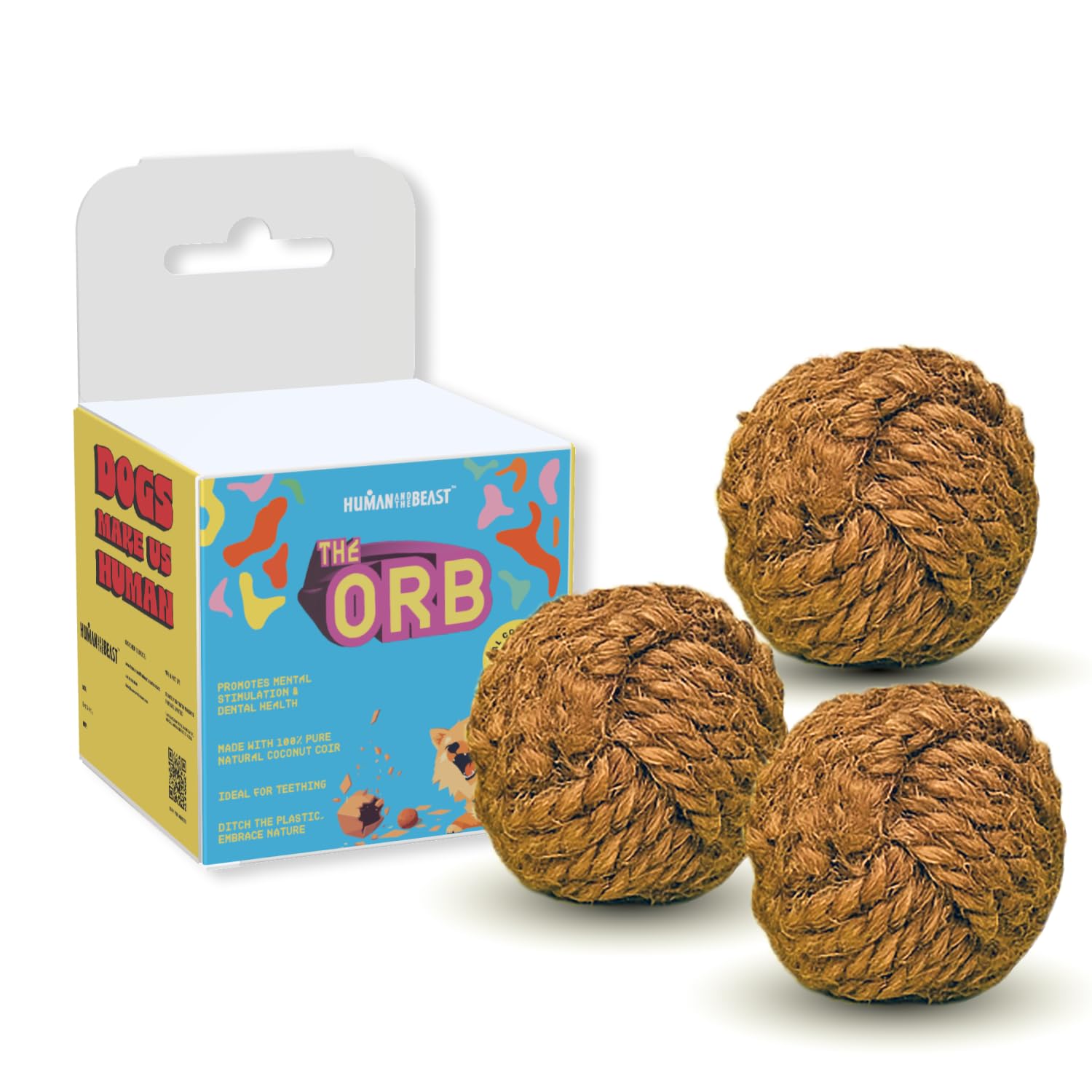 The Orb | Chew Clean Ball Toy for Dog Coconut Coir | Naturally Cleans Teeth & Strengthens Gums | Fresh Breath | 100% Plastic Free & Biodegradable | Not Toxic |Pack of 3-image-4