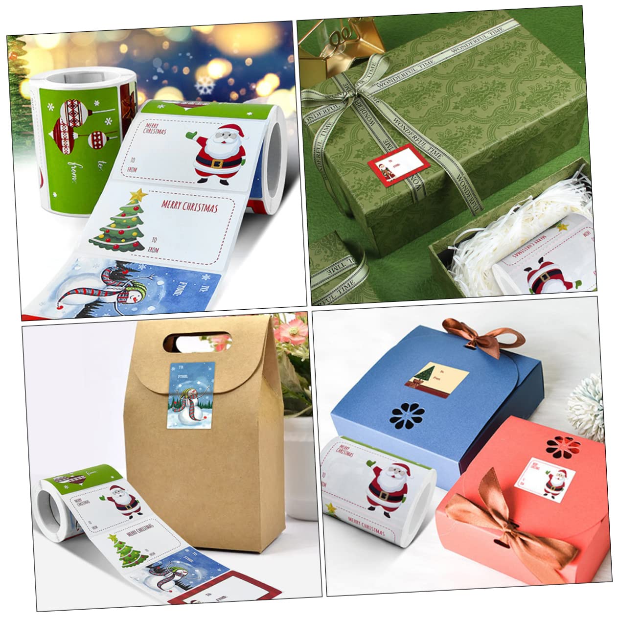 STOBOK 4rotoli Adesivi Natalizi Mano Etichette Per e Decorazioni Festive Stickers Cartoon Per e Confezioni
