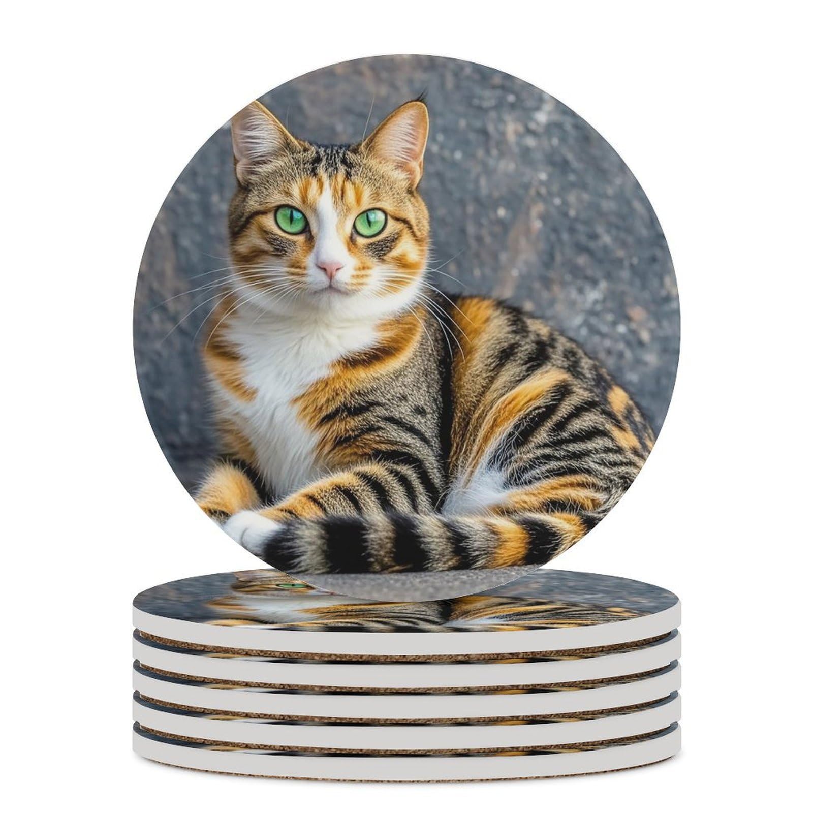 Dessous de verre céramique motif chat idée cadeau originale pour amateurs de thé et café