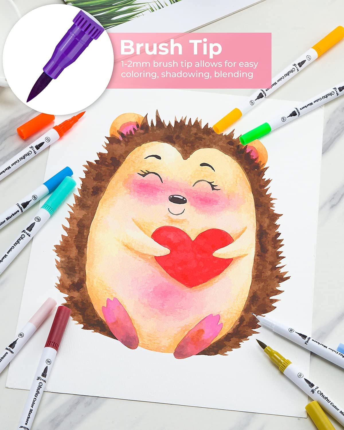 100 Colors Art Markers Set, Ohuhu Dual Tips Coloring Brush Fineliner