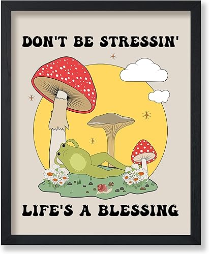 Miniatura 24 de Poster Master Póster con texto en inglés «You Are Exactly Where You Need To Be», impresión retro de rana, arte musical, arte de hongos, arte de cita