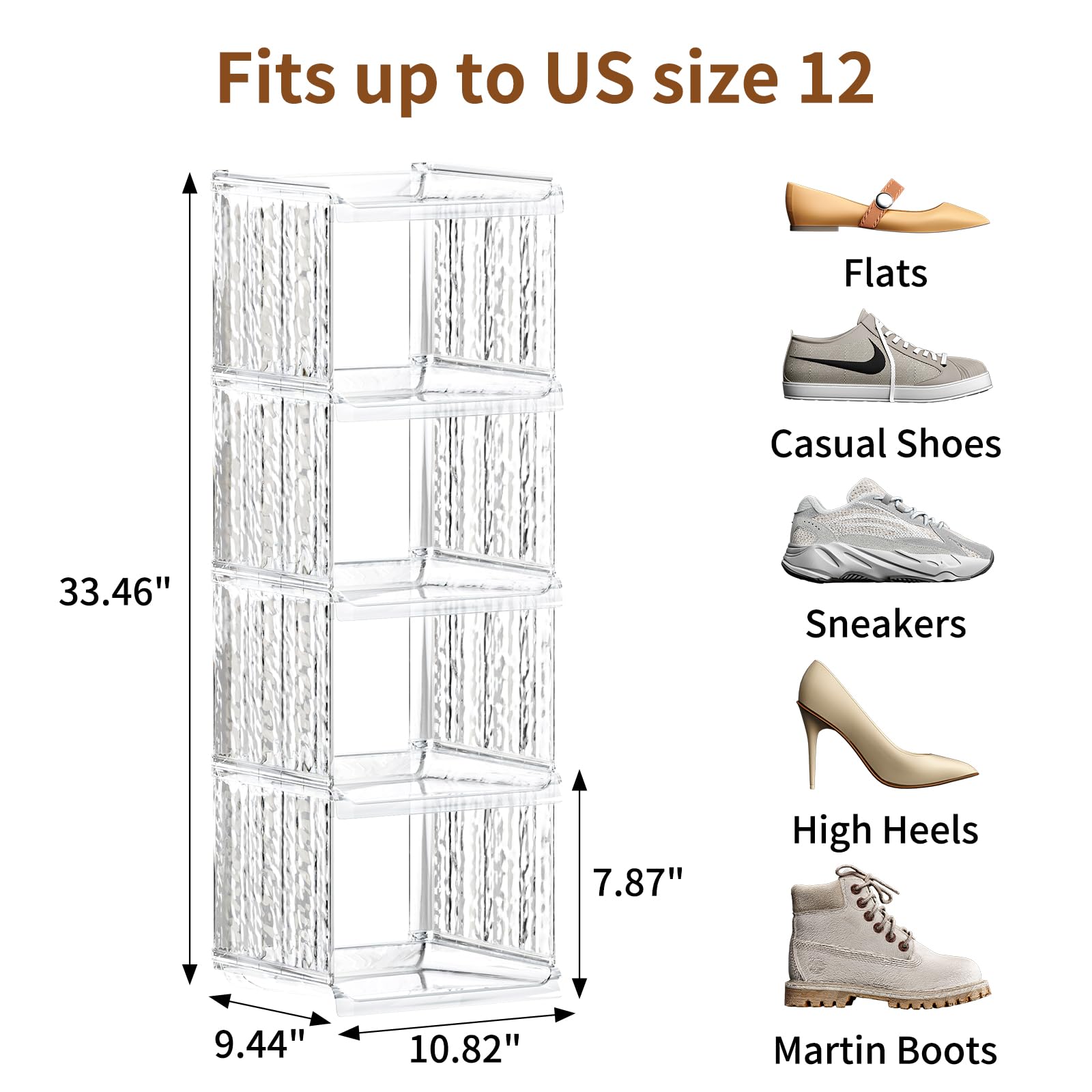 Snapklik.com : HAIXIN Shoe Rack For Closet - 5 Tier Vertical Ice Clear ...