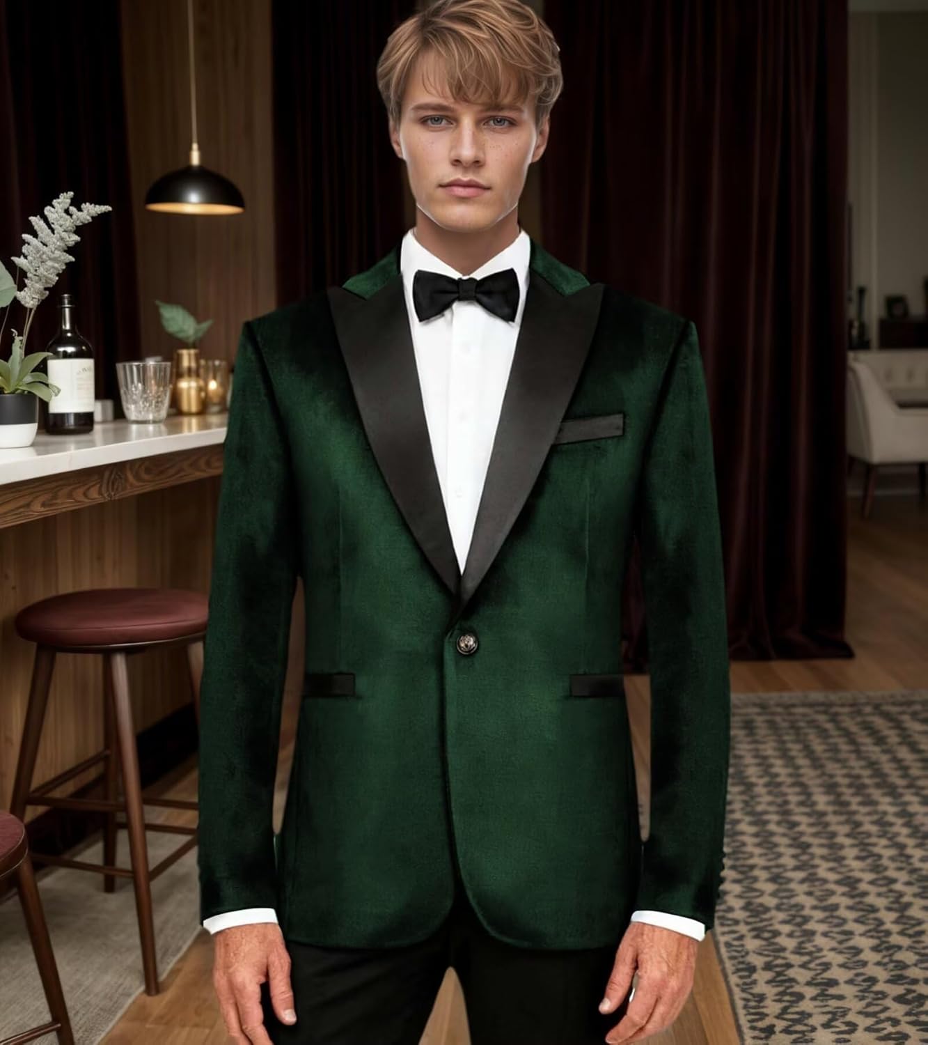 Mens Velvet Blazer Slim Fit Suit Jackets Sport Coat Velvet Tuxedo Jacket for Men Wedding Prom Party Formal Business