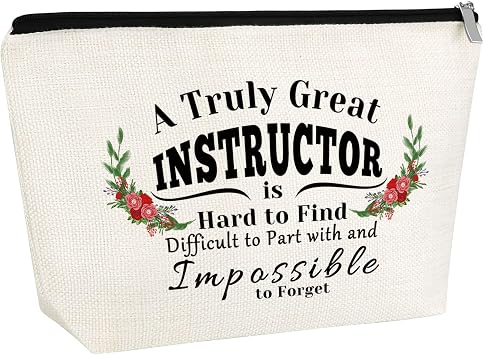 Instructor Gift from Student Makeup Bag Thank You Gift for Fitness Swim Instructor Coach Cosmetic Bag Birthday Teachers Day Gift for Teacher Mentor Instructor Appreciation Retirement Christmas Gift