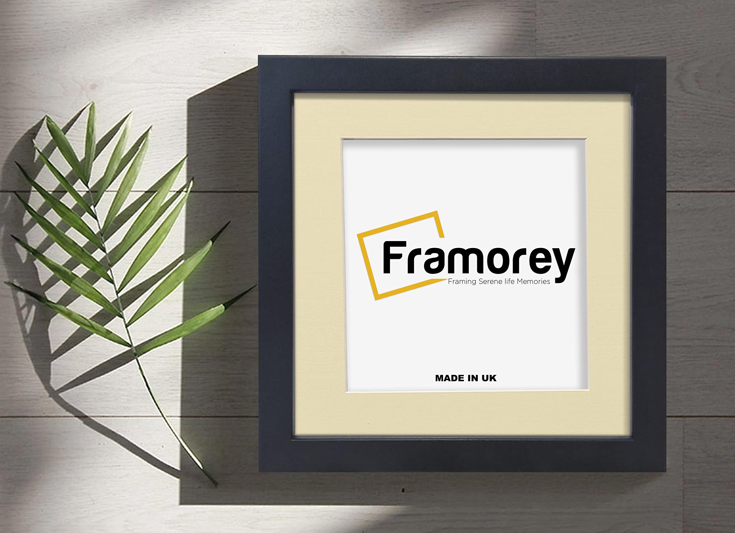Framorey Framing Serene Life Memories Black With Ivory Mount Framorey Square Size Box Molding 11X11" Black Picture Frame, Poster Frame, With 9X9" Ivory Mount, Deep Box Solid Wood Frame