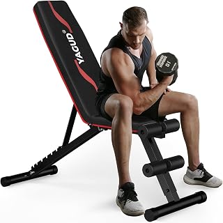 YagudFitness Adjustable Weight Bench: 8-Level Incline/Decline, 880LB Capacity, Foldable Home Gym Bench for Full Body Workouts
