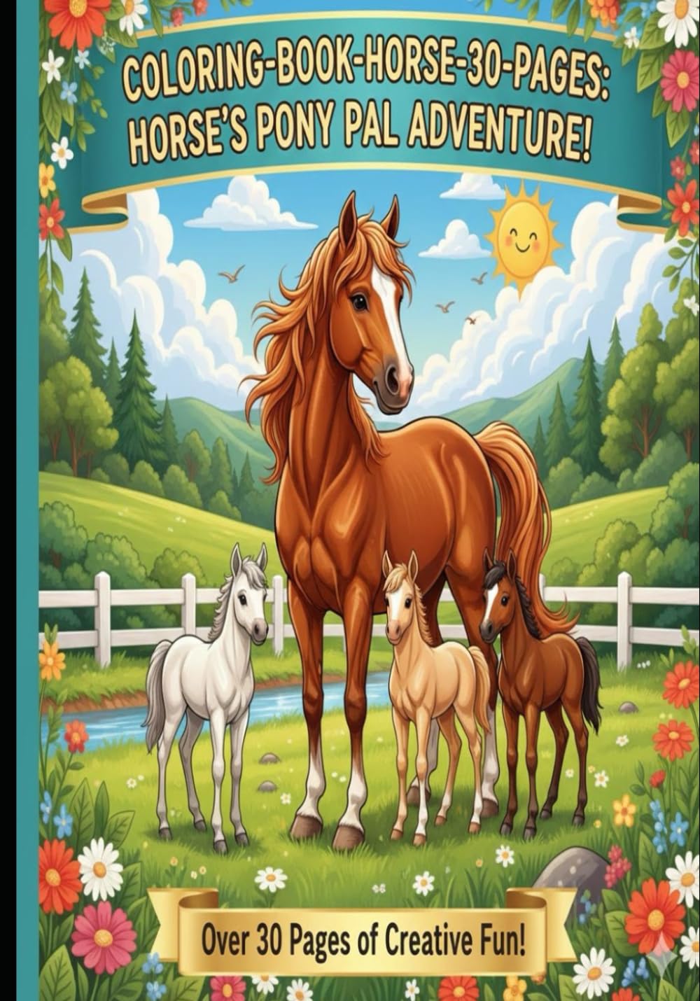 kids horse coloring books: Children colouring book