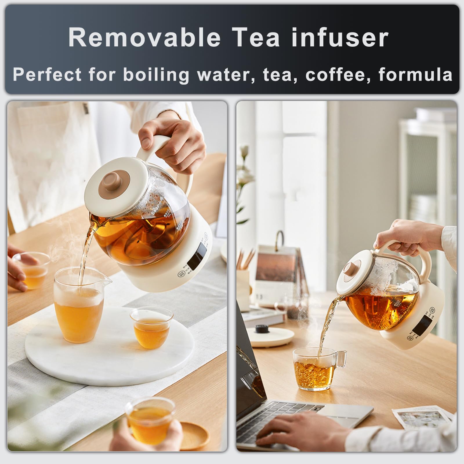 Máquinas De Té Calientes,teteras Eléctricas Tetera,Filtro De Escoria Extraíble,1l No Es Fácil De Romper Bajo Cambios Bruscos De Calor Y Frío,con 6 Tazas De Té,con 8h para Mantener Caliente