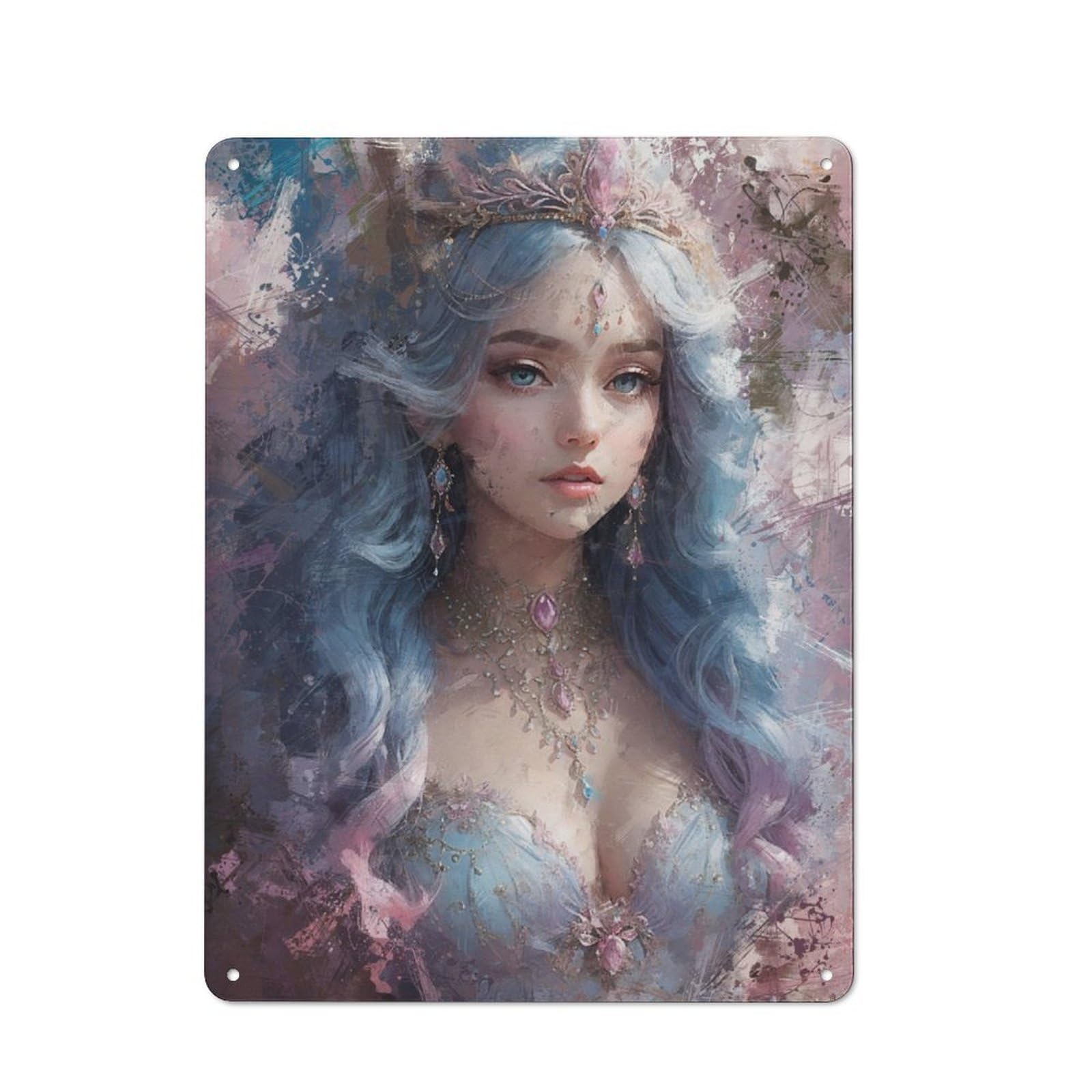 Junmoney Girls Gorgeous Surreal Vintage Metal Plaque 40X30cm For Guest Room Or Hallway, A Decorative Christmas Gift For Guest Room Decorators