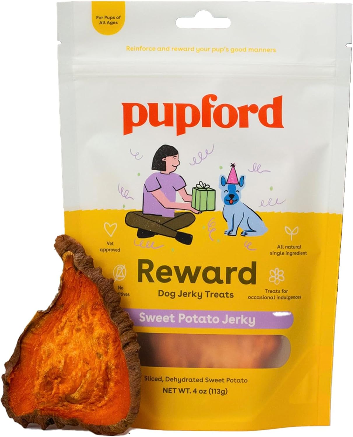 Pupford Sweet Potato Jerky Treats for Large & Small Dogs