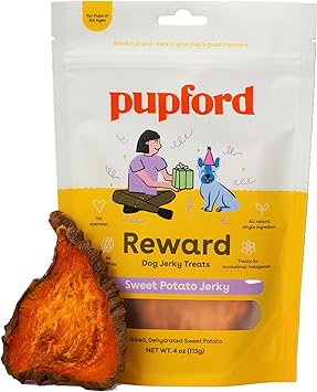 Pupford Crunchy Jerky Treats for Dogs & Puppies, Made in USA, Single Ingredient, No Fillers Sweet Potato, 4 oz