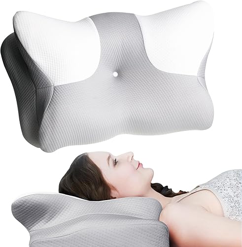 Miniatura 7 de Almohada cervical cervical para aliviar el dolor, almohada ergonómica para dormir de lado para soporte de cuello, almohada de contorno ortopédica