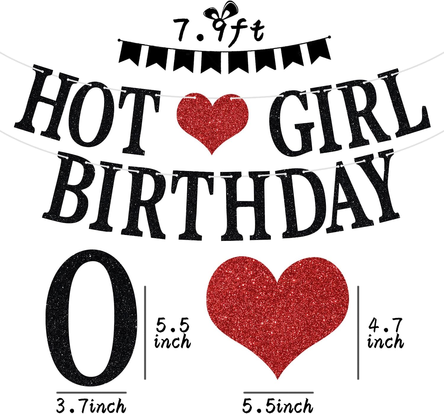Hot Girl Birthday Banner, Funny Birthday Party Decorations for Women, 18th 21st 30th Birthday Party Decorations Supplies for Her, Black Glitter