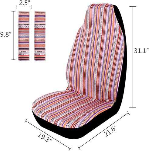 Miniatura 4 de Copap Fundas de asiento de automóvil para asiento delantero, manta de sillín Baja, multicolor, 4 piezas, universales, se adapta a automóviles, SUV,