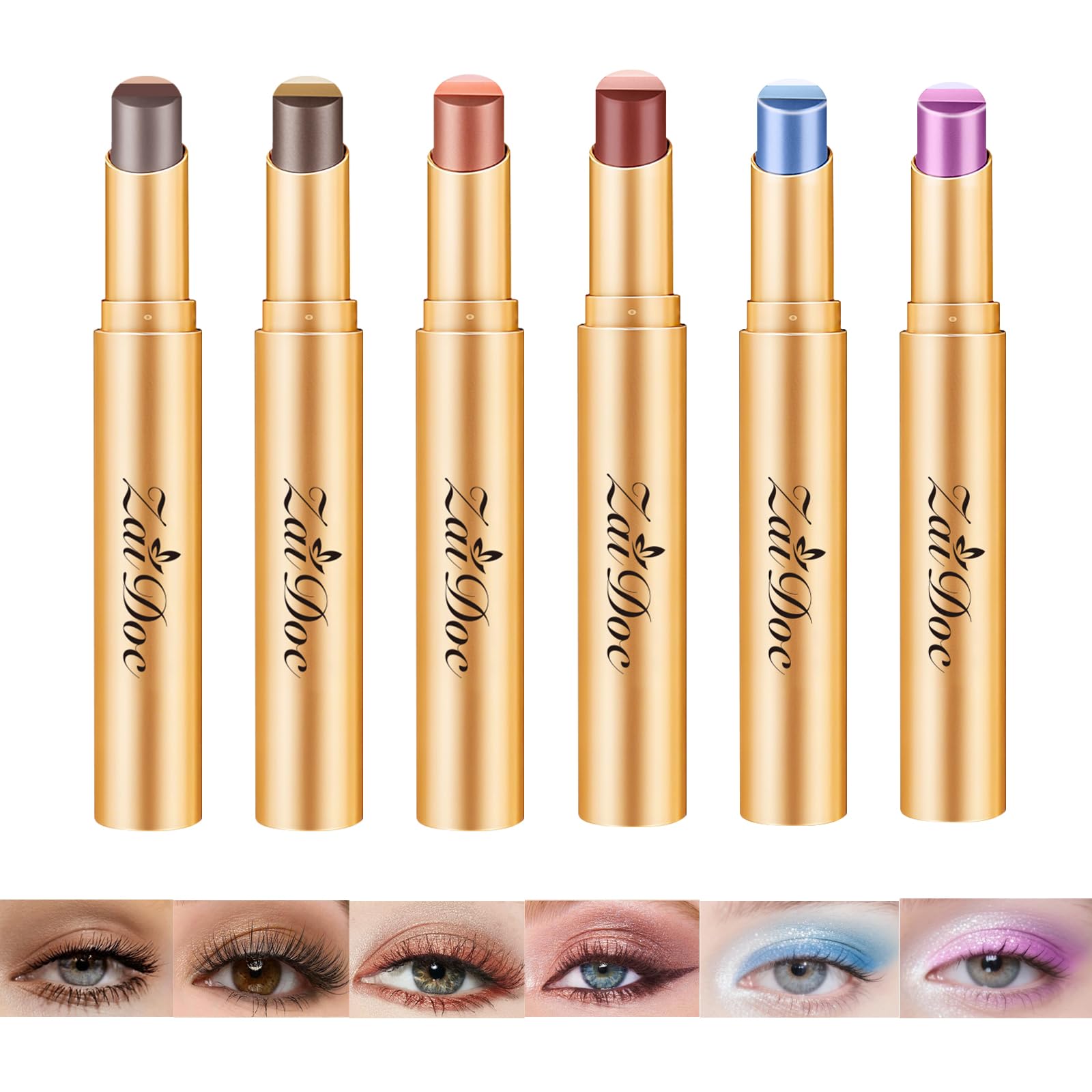 Set di 6 ombretti in stick, 3 colori, a lunga durata, impermeabili, con formula cremosa e vitamina E, per trucco giorno e notte, 35 g