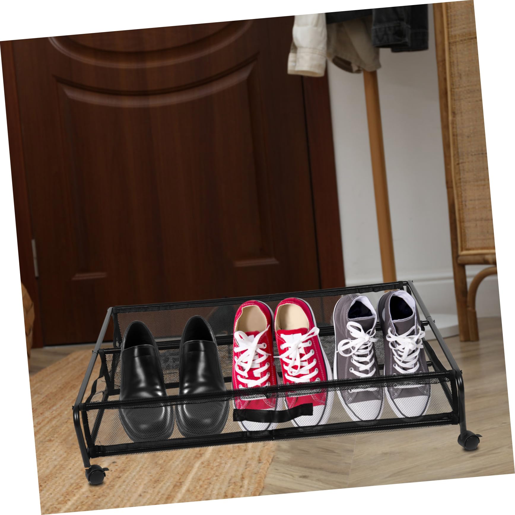 Zerodeko Scarpiera Sotto Letto Salvaspazio con Ruote, in Plastica Riutilizzabile e Ferro, per Scarpe e Vestiti in Camera da Letto