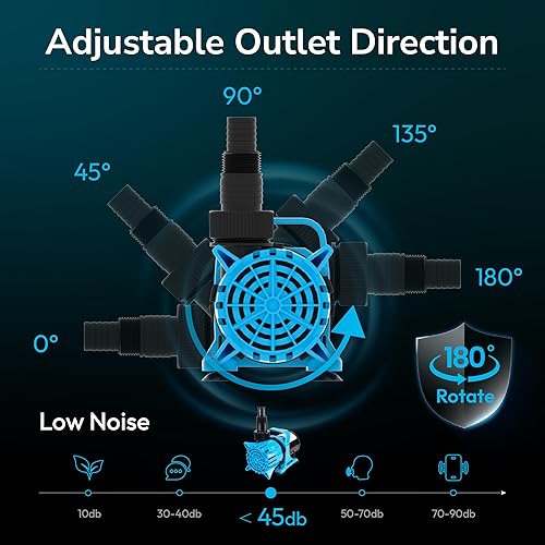 Miniatura 3 de Hexago Bomba de agua sumergible de 2700 GPH, bomba de estanque de 120 W, bomba de acuario ultra silenciosa, 15 pies. Altura máxima, para estanque,