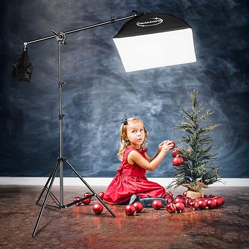 Miniatura 2 de Softbox Kit de iluminación fotográfica, sistema de luz continua profesional, kit de iluminación fotográfica con bombillas E27 de 135 W, equipo