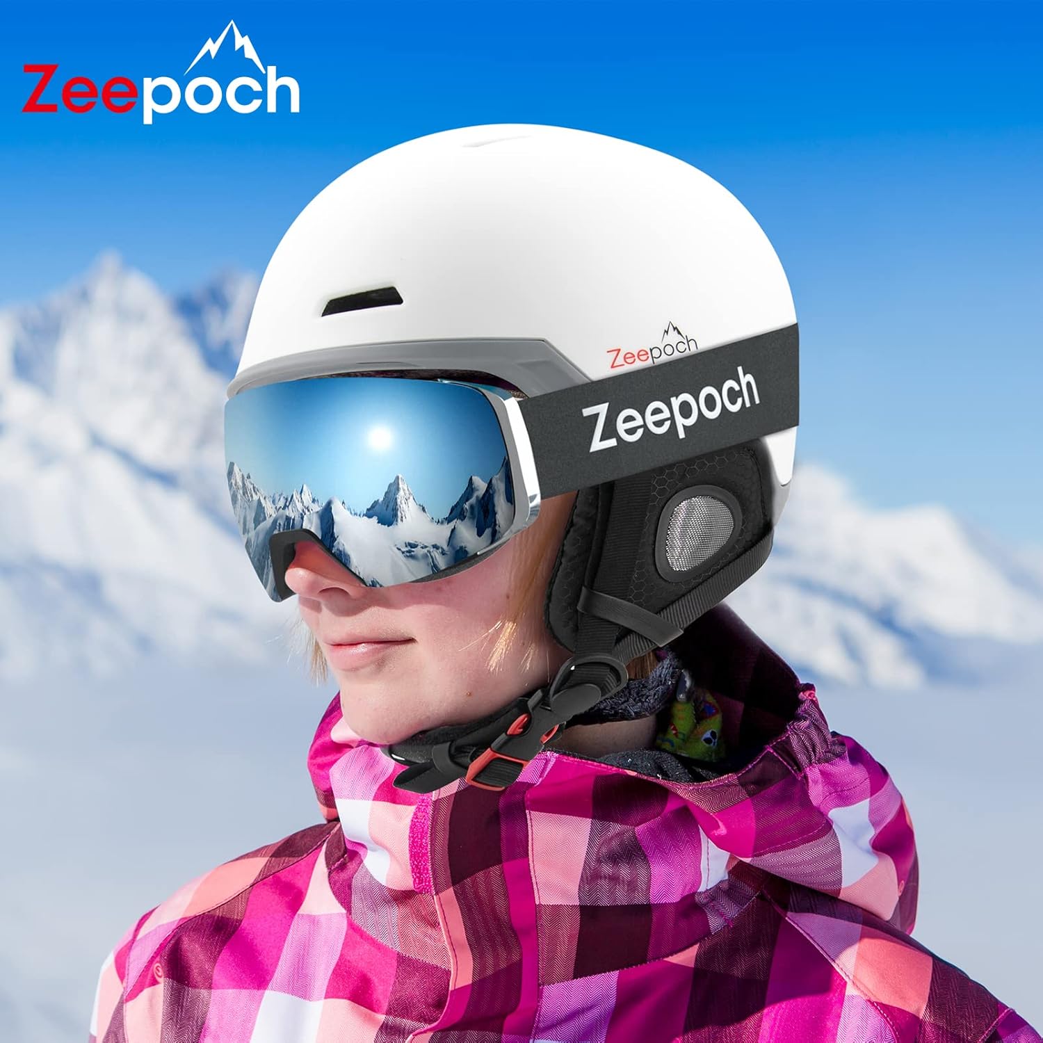 Ski Helmet- Zeepoch Snowboard Helmet for Men Women, Goggles Compatible, Removable Fluff Liner and Ear Pads, Cooling Vents, white : Sports & Outdoors