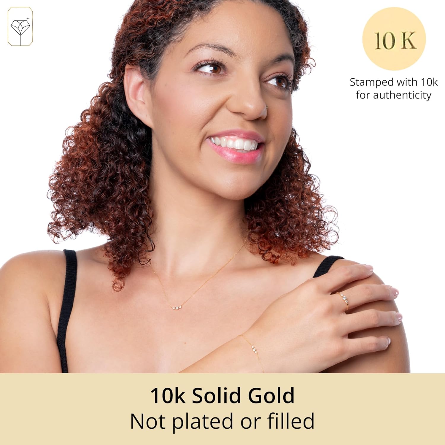 MAX + STONE Trio 10K Yellow Gold Diamond Bracelet and Pendant Necklace for Women | Hypoallergenic & Anti-Tarnsihing Bezel Lab Grown Diamond Bracelet & Necklace with Adjustable Chains