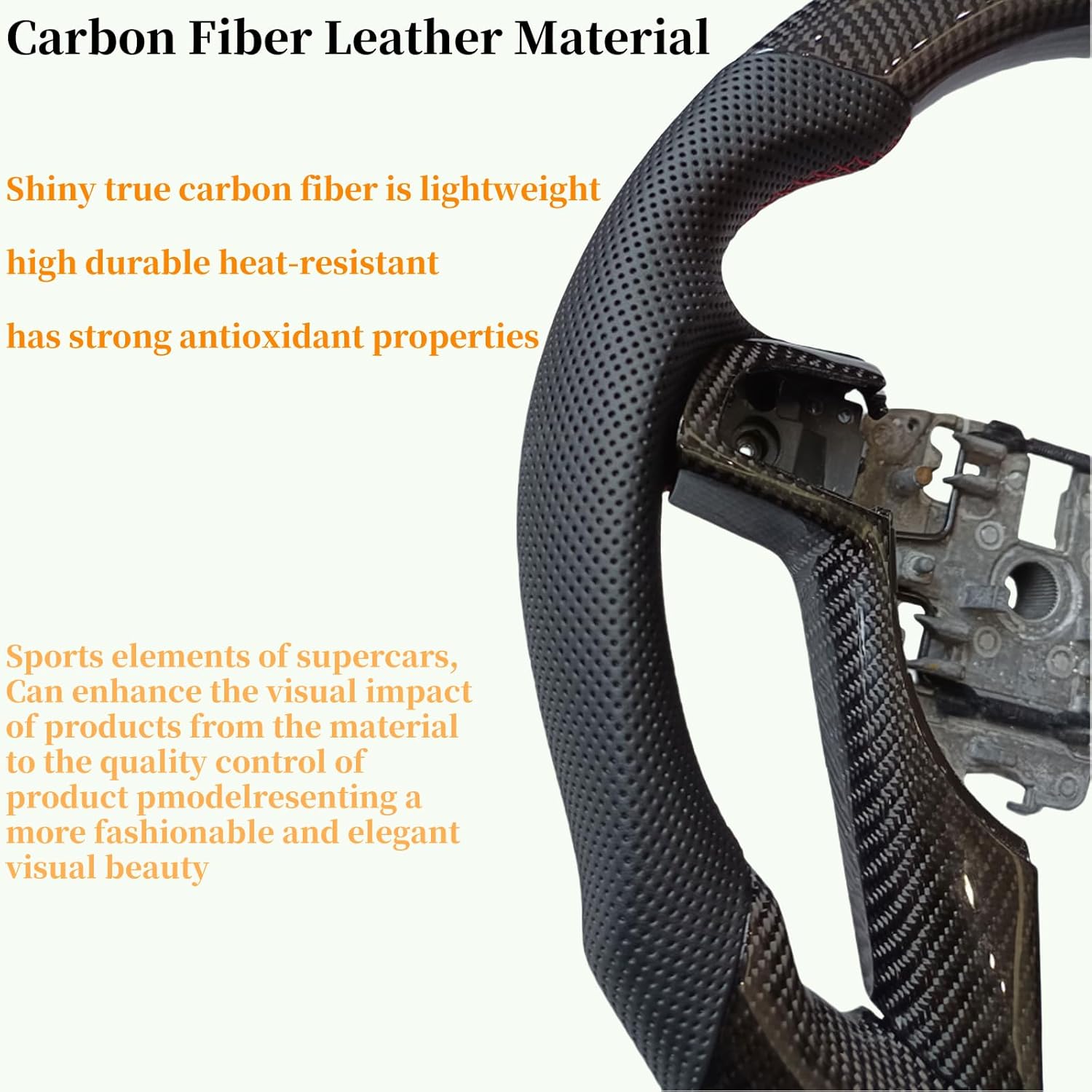 Carbon Fiber Steering Wheel for Pontiac G8 2008 2009, for Holden Commodore VE HSV SV6 Sport Flat Leather Carbon Fiber Trim Steering Wheel
