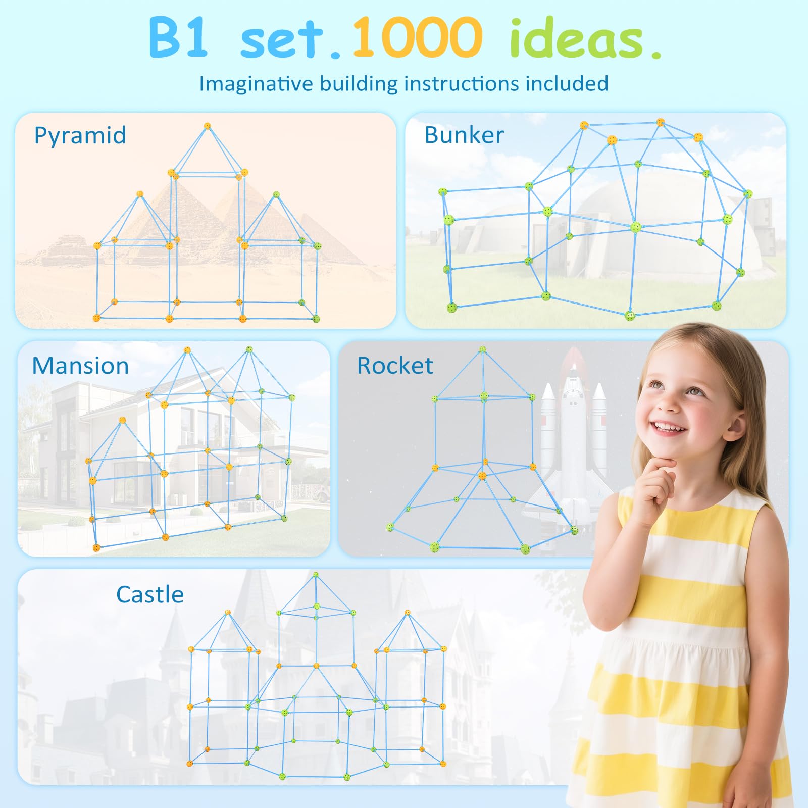 Kids Fort Building K, 140 Pcs K Di Costruzione Forte, Casa